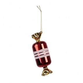 26GL4647 Weihnachtsanhänger Ø 5x14 cm Rot Glas Weihnachtsbaumschmuck