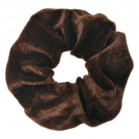 2JZCO0028 Élastique à cheveux scrunchie Ø 10 cm Marron Velours