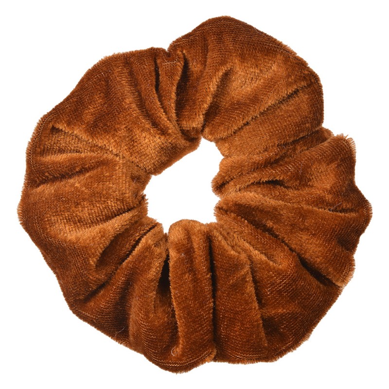 JZCO0031 Élastique à cheveux scrunchie Ø 10 cm Marron Velours