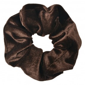 2JZCO0039 Élastique à cheveux scrunchie Ø 10 cm Marron Velours