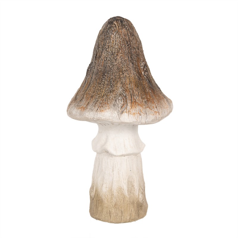 6CE1764 Décoration Champignon Ø 12x22 cm Marron Blanc Céramique