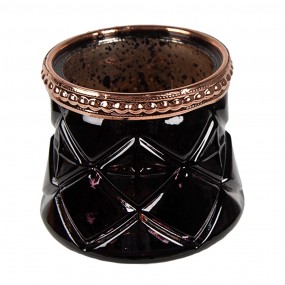 26GL4567 Porte-bougie Ø 7x6 cm Noir Verre Porte-bougies