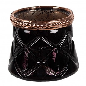 26GL4567 Porte-bougie Ø 7x6 cm Noir Verre Porte-bougies