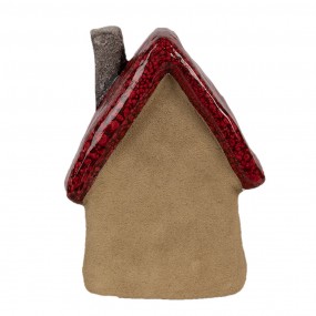 26CE1776 Decoratie Beeld Huis 12x9x16 cm Bruin Rood Keramiek