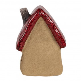 26CE1777 Decoratie Beeld Huis 10x8x13 cm Bruin Rood Keramiek