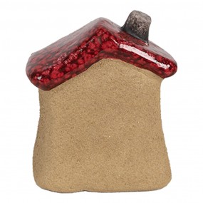 26CE1778 Decoratie Beeld Huis 7x6x8 cm Bruin Rood Keramiek