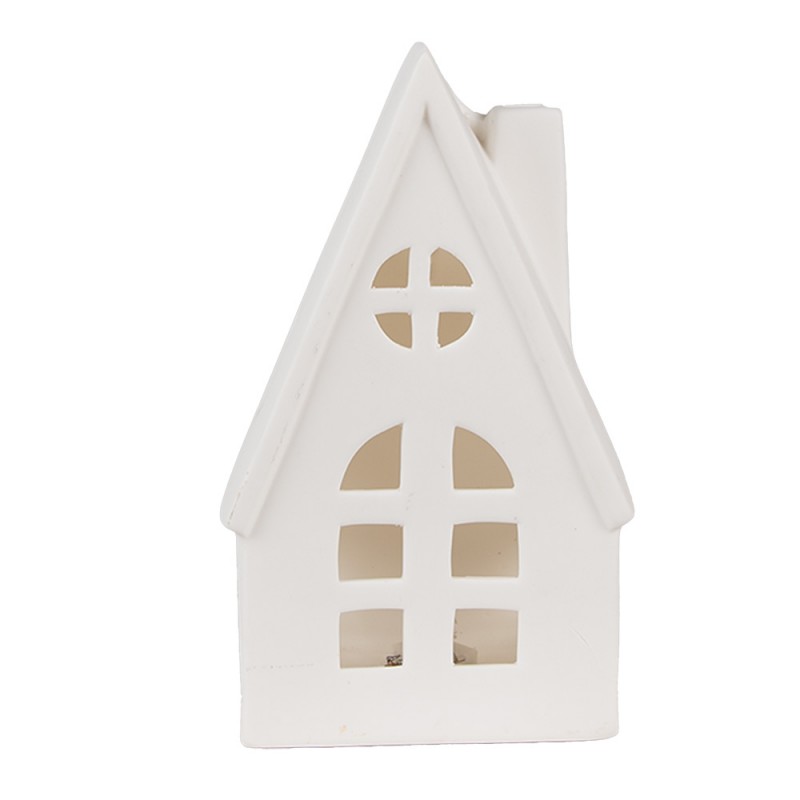 6CE1794 Décorative Maison avec LED 9x6x15 cm Beige Porcelaine