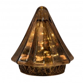 26GL4588 Christmas Decoration with LED Lighting Christmas Tree Ø 14x16 cm Gold colored Glass