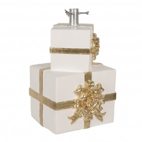 26MG0052 Pied de sapin de Noël  Cadeau 30x28x48 cm Blanc Cuir artificiel Métallique