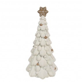 26PR4245 Figurine décorative Sapin de Noël Ø 15x31 cm Blanc Plastique