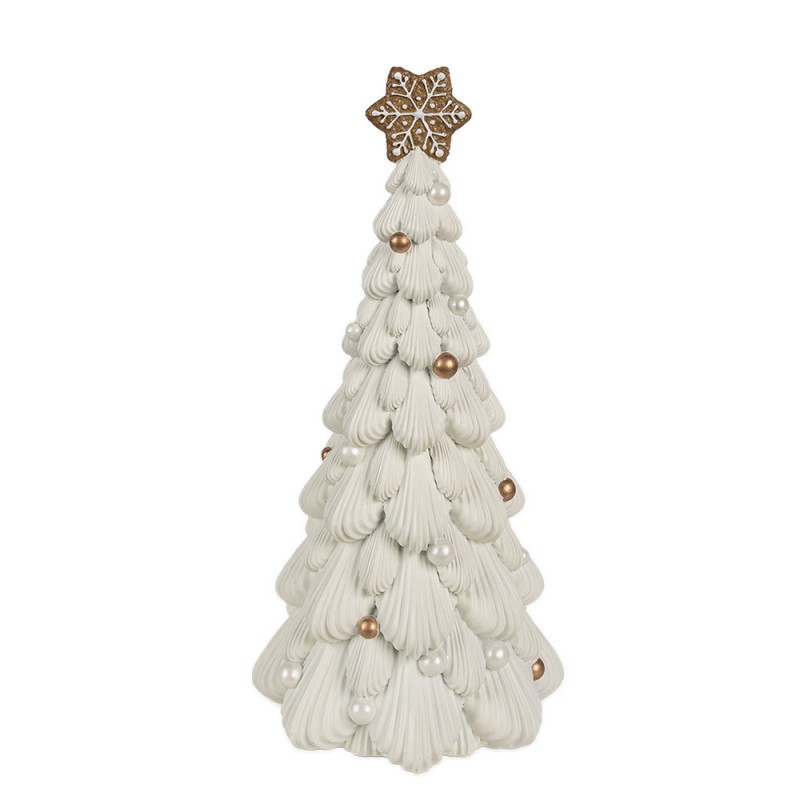 6PR4245 Figurine décorative Sapin de Noël Ø 15x31 cm Blanc Plastique