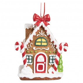 26PR4254 Christmas Ornament Gingerbread house 7x5x9 cm Brown Plastic