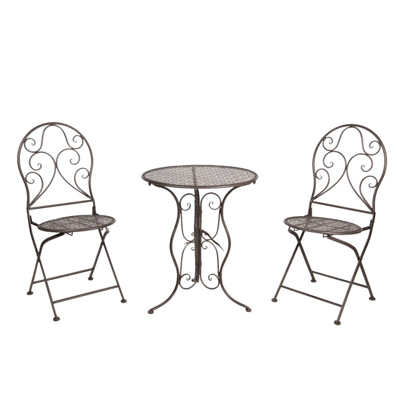 5Y0636 Bistro-Set Bistrotisch Bistrostuhl 3-Teilig Ø 60x70 Braun Eisen Balkonset