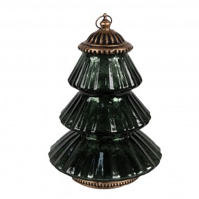 26GL4574GR Décoration de Noël avec éclairage LED Sapin de Noël Ø 16x22 cm Vert Verre