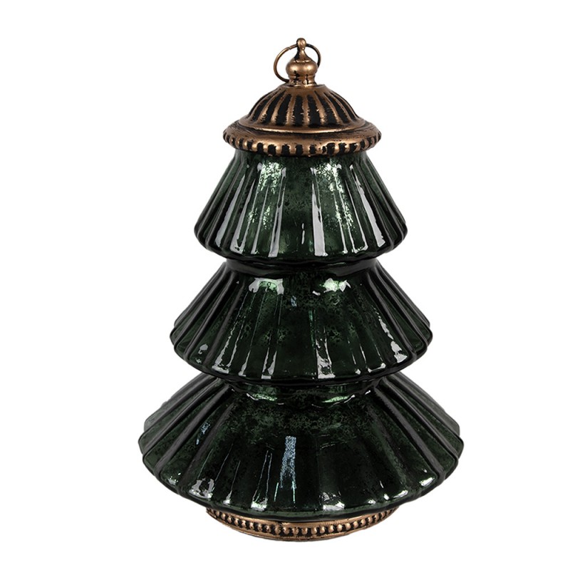 6GL4574GR Christmas Decoration with LED Lighting Christmas Tree Ø 16x22 cm Green Glass