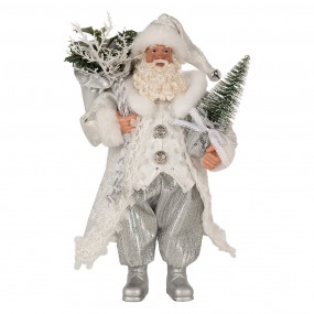 265591 Figure de Noël Père Noël 27 cm Blanc Couleur argent Plastique