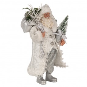 265591 Figure de Noël Père Noël 27 cm Blanc Couleur argent Plastique