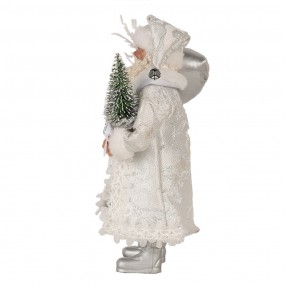 265591 Figure de Noël Père Noël 27 cm Blanc Couleur argent Plastique