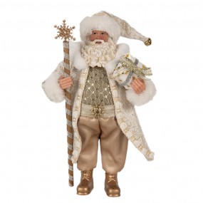 265593 Figure de Noël Père Noël 27 cm Couleur or Blanc Plastique