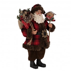 265595 Figure de Noël Père Noël 27 cm Rouge Cuir artificiel Métallique