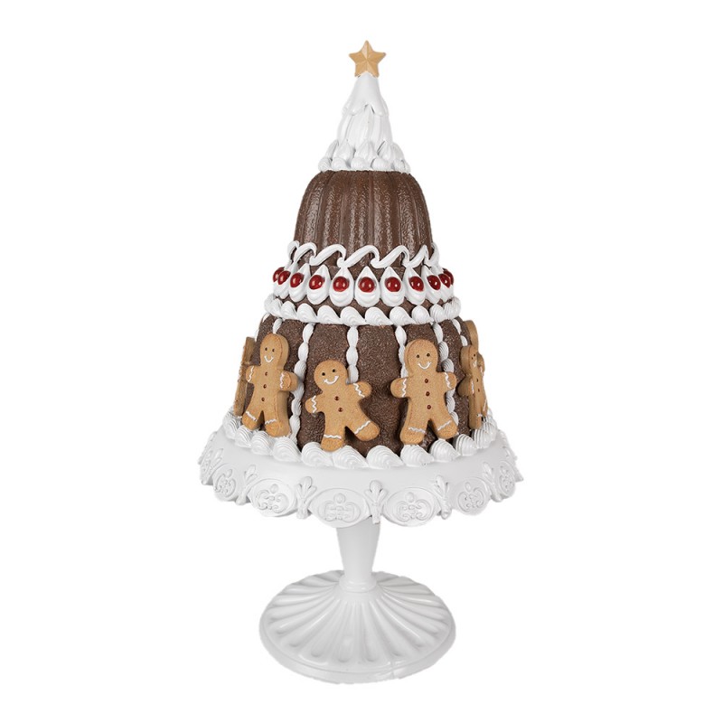 6PR4247 Statuetta decorativa di Natale Torta Ø 29x52 cm Marrone Bianco  Plastica