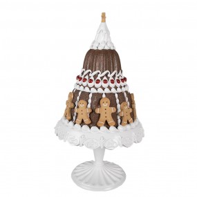 26PR4247 Weihnachtsdekorationsfigur Kuchen Ø 29x52 cm Braun Weiß Kunststoff