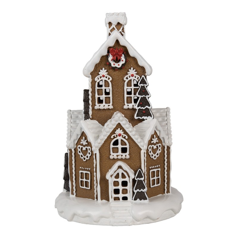 6PR4307 Gingerbread house with LED Ø 21x33 cm Brown Plastic