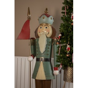 25CCY0001 Beeld Notenkraker 203 cm Groen Metaal Kerstdecoratie