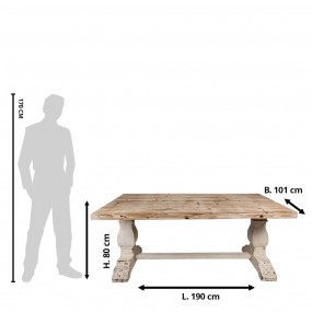 25H0703 Eettafel 190x101x80 cm Bruin Hout Tafel