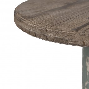 25H0704 Side Table Ø 48x65 cm Brown Grey Wood Round