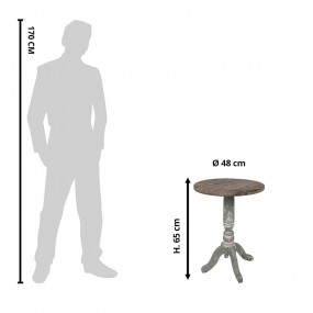 25H0704 Side Table Ø 48x65 cm Brown Grey Wood Round