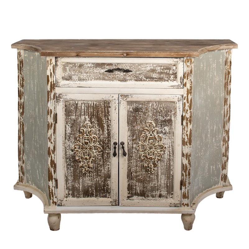 5H0705 Buffet 120x40x97 cm Marron Gris Bois Étagère murale