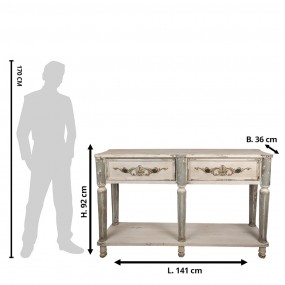 25H0706 Beistelltisch 141x36x92 cm Grau Holz Konsolentisch