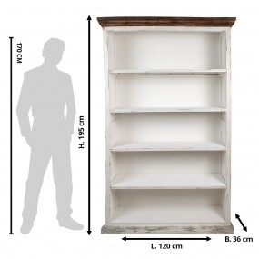 25H0708W Bücherschrank 120x36x195 cm Weiß Holz Schrank