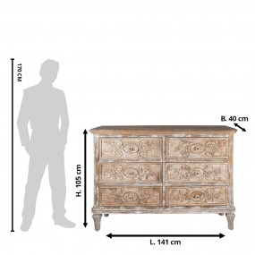 25H0710 Credenza 141x40x105 cm Beige Legno  Cassettiera