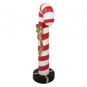 25MG0047 Décoration de Noël avec éclairage LED Canne en sucre d'orge 34x28x91 cm Rouge Blanc Plastique