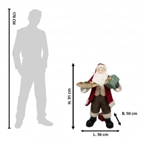 25PR0140 Christmas Decoration Figurine Santa Claus 56x50x91 cm Red Plastic