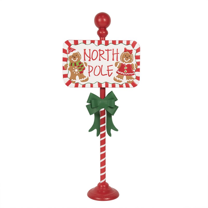 5Y1255 Christmas Decoration Sign 46x18x115 cm Red White Metal