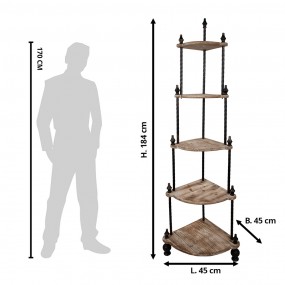 265763 Scaffale  45x45x184 cm Marrone Legno Metallo