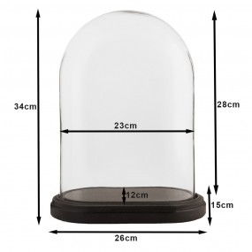 26GL1269 Cloche 26x15x34 cm Brown Glass Oval Glass Bell Jar