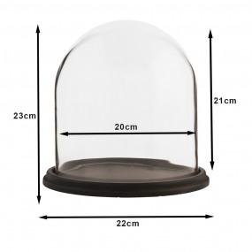 26GL1272 Cloche Ø 23x22 cm Brown Glass Round Glass Bell Jar