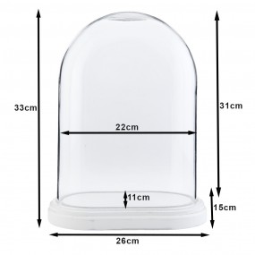 26GL1764 Cloche 26x15x33 cm Bois Verre Ovale Cloche en Verre