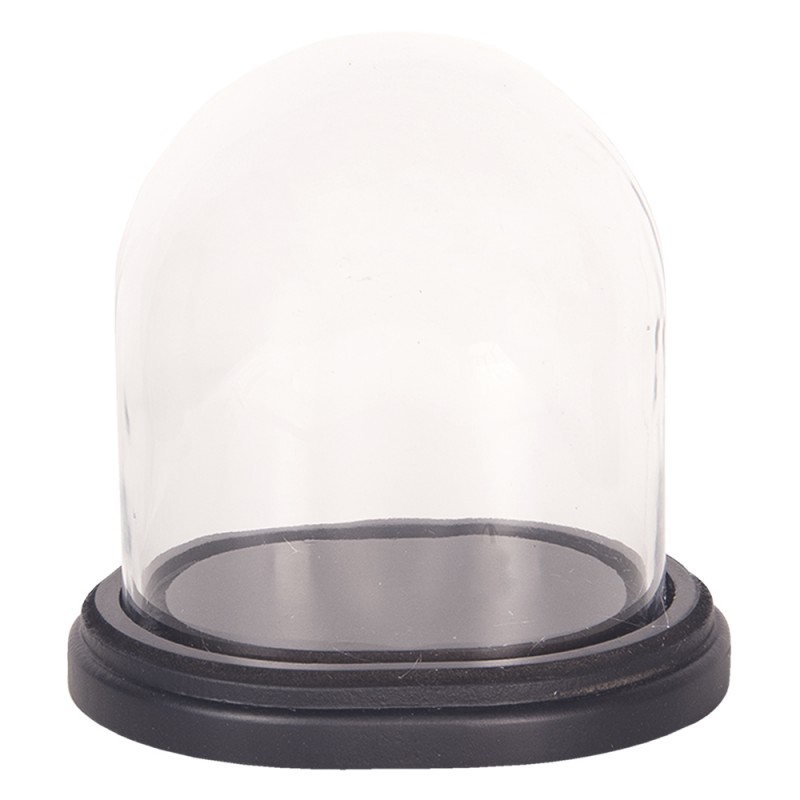 6GL2488 Cloche 18x15x18 cm Marron Bois Verre Ovale Cloche en Verre