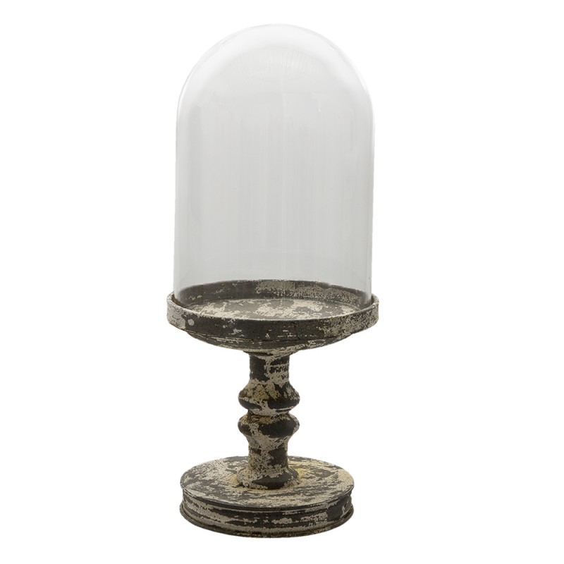 6GL3011L Stolp  Ø 21x49 cm Metaal Glas Rond Glazen Stolp