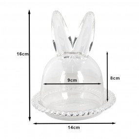 26GL3376 Cloche Lapin Ø 14x16 cm Verre Cloche en Verre