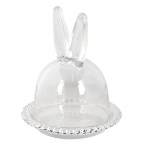 26GL3376 Cloche Lapin Ø 14x16 cm Verre Cloche en Verre