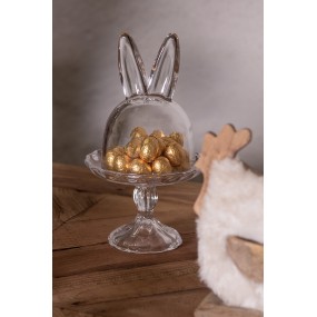 26GL3377 Cloche Ø 14x23 cm Glass Rabbit Glass Bell Jar