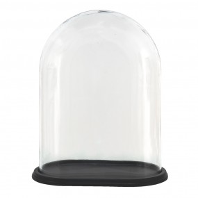 26GL3480 Cloche 34x20x40 cm Bois Verre Ovale Cloche en Verre