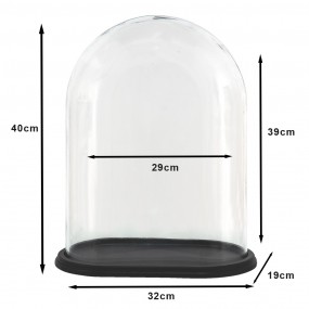 26GL3480 Cloche 34x20x40 cm Bois Verre Ovale Cloche en Verre