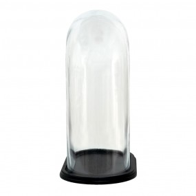 26GL3480 Glocke 34x20x40 cm Holz Glas Oval Glasglocke